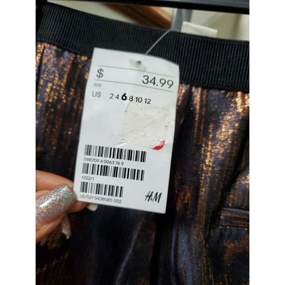 H & M Women's Multicolor Polyester Mid Rise Straight Legs Casual Pants Size 6 - Picture 8 of 12